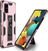 Voor Samsung Galaxy A71 5G Soldier Armor Shockproof TPU + PC Magnetische beschermhoes met houder (Rose Gold)