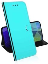 Voor OnePlus 9 Lmitated Mirror Surface Horizontale Flip Leather Case met houder & kaartsleuven & portemonnee & lanyard (mintgroen)