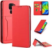 Voor Xiaomi Redmi 10X 4G Sterk magnetisme Schokbestendig Horizontaal Flip Vloeistofgevoel lederen tas met houder & kaartsleuven & portemonnee (rood)