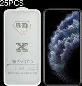 25 STKS 9H 5D Volledige lijm Volledig scherm gehard glasfilm voor iPhone X / XS 11 Pro