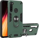 Voor Geschikt voor Xiaomi Rdemi Note 8 2 in 1 Armor Series PC + TPU beschermhoes met ringhouder (donkergroen)