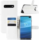 Litchi Texture Horizontale Flip Leren Case voor Galaxy S10, met Portemonnee & Houder & Kaartsleuven (Wit)