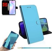 Voor Xiaomi Redmi 9A Geïmiteerd Spiegeloppervlak Horizontale Flip Leren Case met Houder & Kaartsleuven & Portemonnee & Lanyard (Blauw)