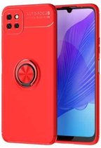 Voor Huawei Enjoy 20 metalen ringhouder 360 graden roterende TPU-hoes (rood + rood)