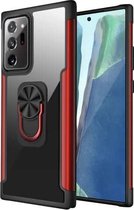 Voor Samsung Galaxy Note20 Ultra PC + TPU + metalen schokbestendige beschermhoes met ringhouder (rood)