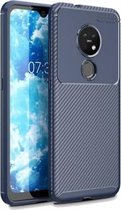 Voor Nokia 6.2 Carbon Fiber Texture Shockproof TPU Case voor (blauw)