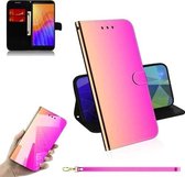 Voor Huawei Y5p Lmitated Spiegeloppervlak Horizontale Flip Leren Case met Houder & Kaartsleuven & Portemonnee & Lanyard (Kleurverloop)