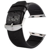 Kakapi voor Apple Watch 38mm Buffalo Hide Brushed Buckle lederen horlogeband met connector (zwart)