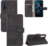 Voor Huawei Honor 20 / nova 5T Effen Kleur Huidgevoel Magnetische Gesp Horizontale Flip Kalf Textuur PU Lederen Case met Houder & Kaartsleuven & Portemonnee (Zwart)