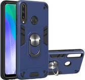 Voor Huawei Y6P 2 in 1 Armor Series PC + TPU beschermhoes met ringhouder (koningsblauw)