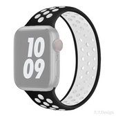 Elastische siliconen horlogeband voor Apple Watch Series 6 & SE & 5 & 4 44 mm / 3 & 2 & 1 42 mm, lengte: 150 mm (zwart wit)