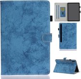 Voor Samsung Galaxy Tab S7 11.0 T870 Marmeren Stijl Doek Textuur Lederen Case met Beugel & Card Slot & Pen Slot & Anti Slip Strip (Blauw)
