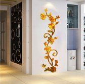 3D Muurstickers Bloemvorm Acryl Modieus Afneembaar Waterdicht DIY Muurstickers Woondecoratie, Afmeting: 250x75CM (Spiegel Diep Goud Links)