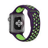 Voor Apple Watch Series 6 & SE & 5 & 4 40 mm / 3 & 2 & 1 38 mm modieuze klassieke siliconen sport horlogeband (paars groen)