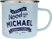 Mok - Top vent - Michael - Geëmailleerd - Gevuld met een snoepmix - In cadeauverpakking