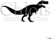 Chloïs Glittertattoo Sjabloon 5 Stuks - Tyrannosaurus Dino - CH1907 - 5 stuks gelijke zelfklevende sjablonen in verpakking - Geschikt voor 5 Tattoos - Nep Tattoo - Geschikt voor Gl