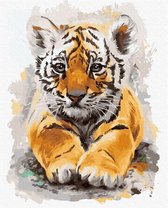 Schilderen op nummer tijger - welp (zonder frame)