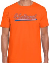 Oranje t-shirt Holland met Nederlandse wimpel Nederland supporter voor heren tijdens EK/ WK M