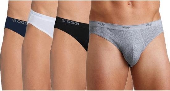 Set van 2x stuks sloggi basic grijs mini heren ondergoed slip - 96% katoen/4% elasthan, maat: