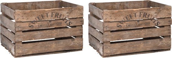 Set van 2x stuks houten opberg fruitkisten/kratten 42 x 51 cm -  Aardappel/appel... | bol.com