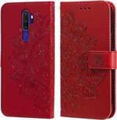 Voor OPPO A9 2020/A5 2020 7-bloemblaadje Bloemen Embossing Patroon Horizontale Flip PU Lederen Case met Houder & Kaartsleuven & Portemonnee & Fotolijst (Rood)