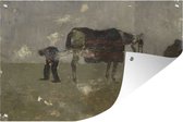 Tuindecoratie Hoefsmid met schimmel - Schilderij van George Hendrik Breitner - 60x40 cm - Tuinposter - Tuindoek - Buitenposter