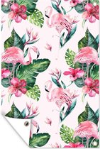 Décoration murale Motif - Flamingo Rose - Rose - 120x180 cm - Affiche de jardin - Toile de jardin