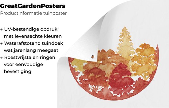 Toile jardin Automne - Arbre - Aquarelle - 100x100 cm