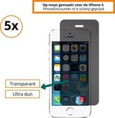 5x iPhone 5 Privacy Screenprotector | Premium Kwaliteit | Privacy Tempered Glass | Anti Spy Protective Glass | Gehard Glas Privacy | Bescherm Glas