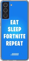 6F hoesje - geschikt voor Samsung Galaxy S21 FE -  Transparant TPU Case - Fortnite - Eat Sleep Fortnite Repeat #ffffff