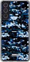 6F hoesje - geschikt voor Samsung Galaxy S21 FE -  Transparant TPU Case - Navy Camouflage #ffffff