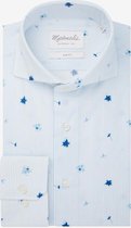 Michaelis Slim Fit overhemd - lichtblauw twill (contrast) - Strijkvrij - Boordmaat: 39