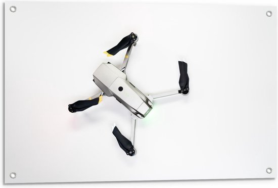 Tuinposter – Bovenaanzicht van Drone op Witte Achtergrond - 90x60cm Foto op Tuinposter  (wanddecoratie voor buiten en binnen)