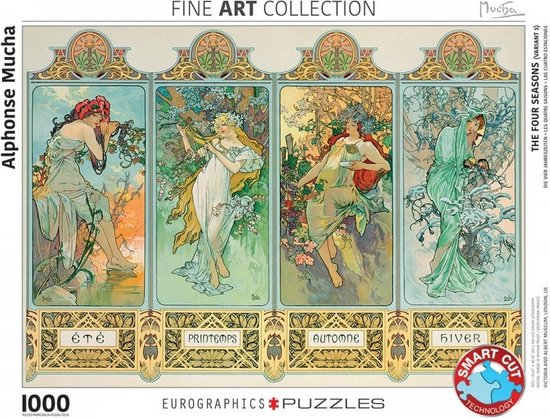 Eurographics puzzel Four Seasons - Alphonse Mucha - 1000 stukjes