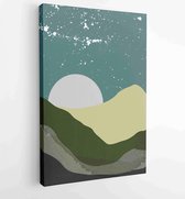 Earth tones landscapes backgrounds set with moon and sun. Abstract Plant Art design for print, cover, wallpaper, Minimal and natural wall art. 3 - Moderne schilderijen – Vertical –