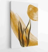 Golden and luxury pattern design with leaves line arts, Hand draw Organic shape design for wall framed prints, canvas prints, poster, home dec 4 - Moderne schilderijen – Vertical –