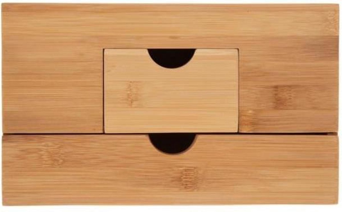Make up Organizer met 3 Vakken & 2 Schuif Laden - Bamboe Hout - Make-up Organizer - Sieraden Cosmetica Opbergsysteem — cadeau in Wonen & Interieur - foto 3