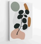 Foliage line art drawing with abstract shape. Abstract Eucalyptus and Art design for print, cover, wallpaper, Minimal and natural wall art. 2 - Moderne schilderijen – Vertical – 18