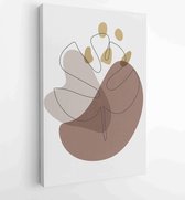 Foliage line art drawing with abstract shape. Abstract Plant Art design for print, cover, wallpaper, Minimal and natural wall art. 1 - Moderne schilderijen – Vertical – 1823785484