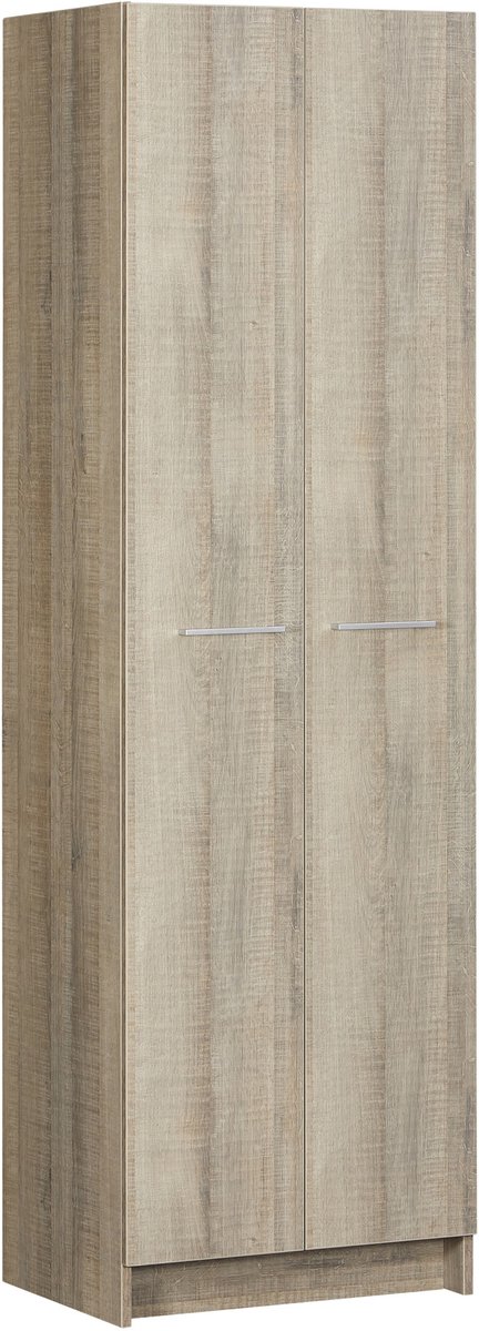 Kledingkast 2 Deurs - 180 x 54 x 42cm - Donker Grijs Hout - Bavel