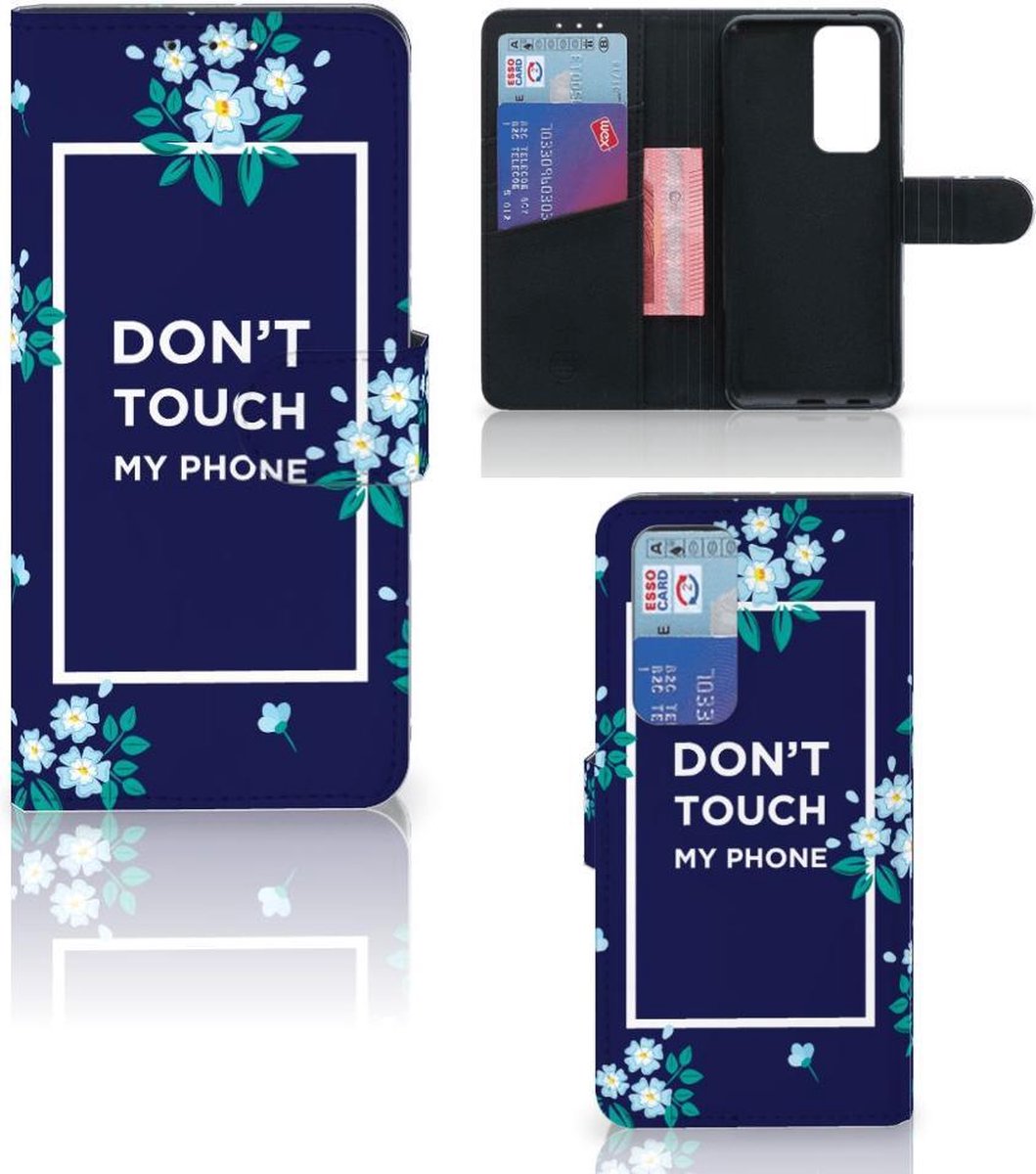 OPPO Find X3 Neo 5G Portemonnee Hoesje Flowers Blue DTMP