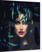 Vrouw in veren - Foto op Plexiglas - 40 x 40 cm