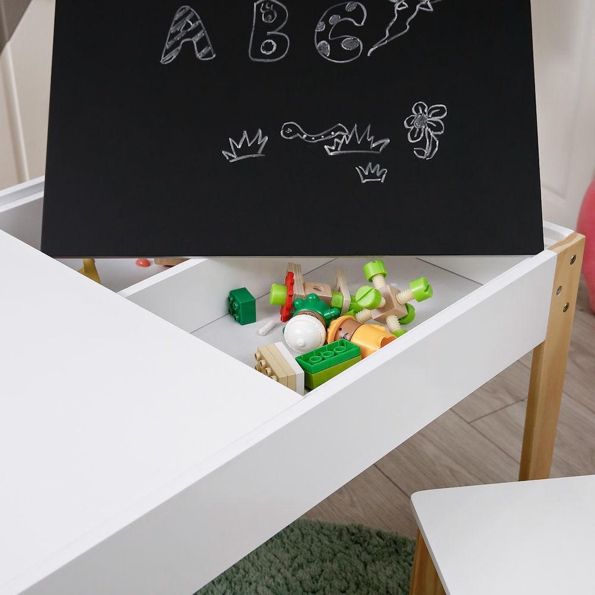 Decopatent® Kindertafel met stoeltjes van hout 1 tafel en 2 stoelen