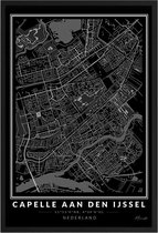 Poster Stad Capelle aan den IJssel - A4 - 21 x 30 cm - Inclusief lijst (Zwart Aluminium)
