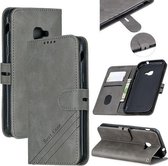 Voor Samsung Galaxy Xcover 4s Stiksels Stijl 2-Kleur Koe Textuur Horizontale Flip PU Lederen Case met Houder & Kaartsleuf & Lanyard (Grijs)