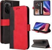Voor Geschikt voor Xiaomi Redmi K40/K40 Pro/Poco F3/Mi 11i Zakelijke Stiksels-Kleur Horizontale Flip PU Lederen Case met Houder & Kaartsleuven & Fotolijst (Rood)