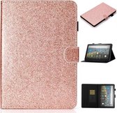 Voor Amazon Fire HD 10 (2021) Glitterpoeder Horizontale Flip Leather Case met Kaartsleuven & Houder & Slaap / Wake-up Functie (Rose Gold)