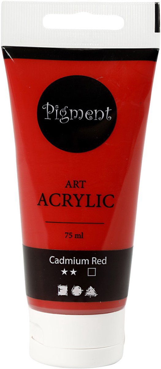 Acryl Verf, semi-glanzend, semi-dekkend, cadmium red, 75 ml/ 1 fles