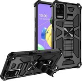 Voor OnePlus Nord / Nord N200 5G Schokbestendige TPU + PC Magnetische beschermhoes met houder (zwart)