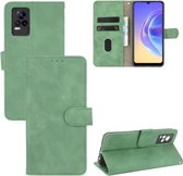 Voor Vivo V21e 5G Effen Kleur Huid Voelen Magnetische Gesp Horizontale Flip Kalf Textuur PU Lederen Case met Houder & Kaartsleuven & Portemonnee (Groen)